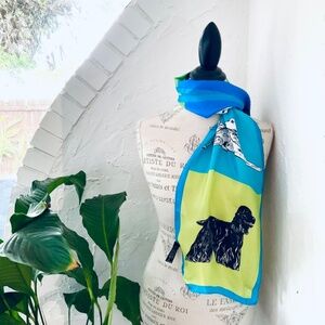 VTG ADRIENNE VITTADINI  💯 Silk Made in Japan 🇯🇵 Dog Lover Long Scarf